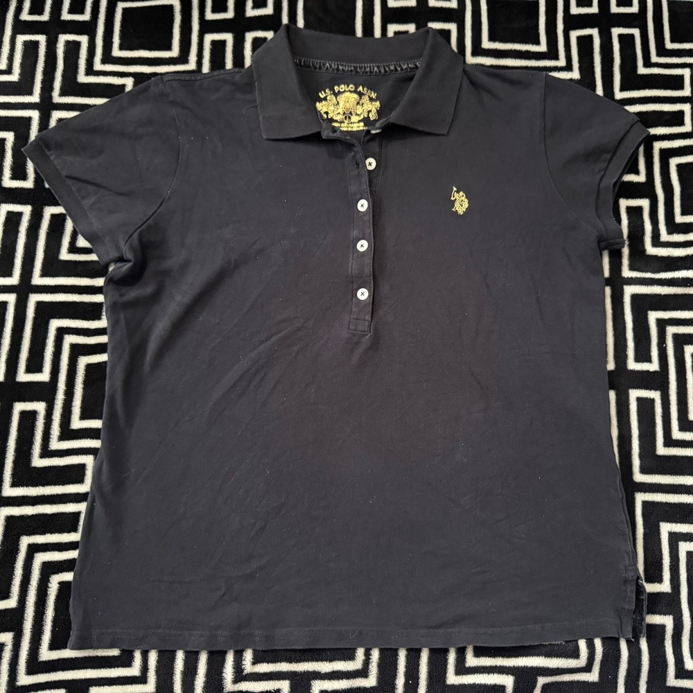 U.S. Polo Assn. Black Polo with Gold Detail
